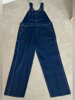 Vintage Roebucks Sears Denim Overalls Dark Wash Workwear‎ Tall Long Wide USA XL